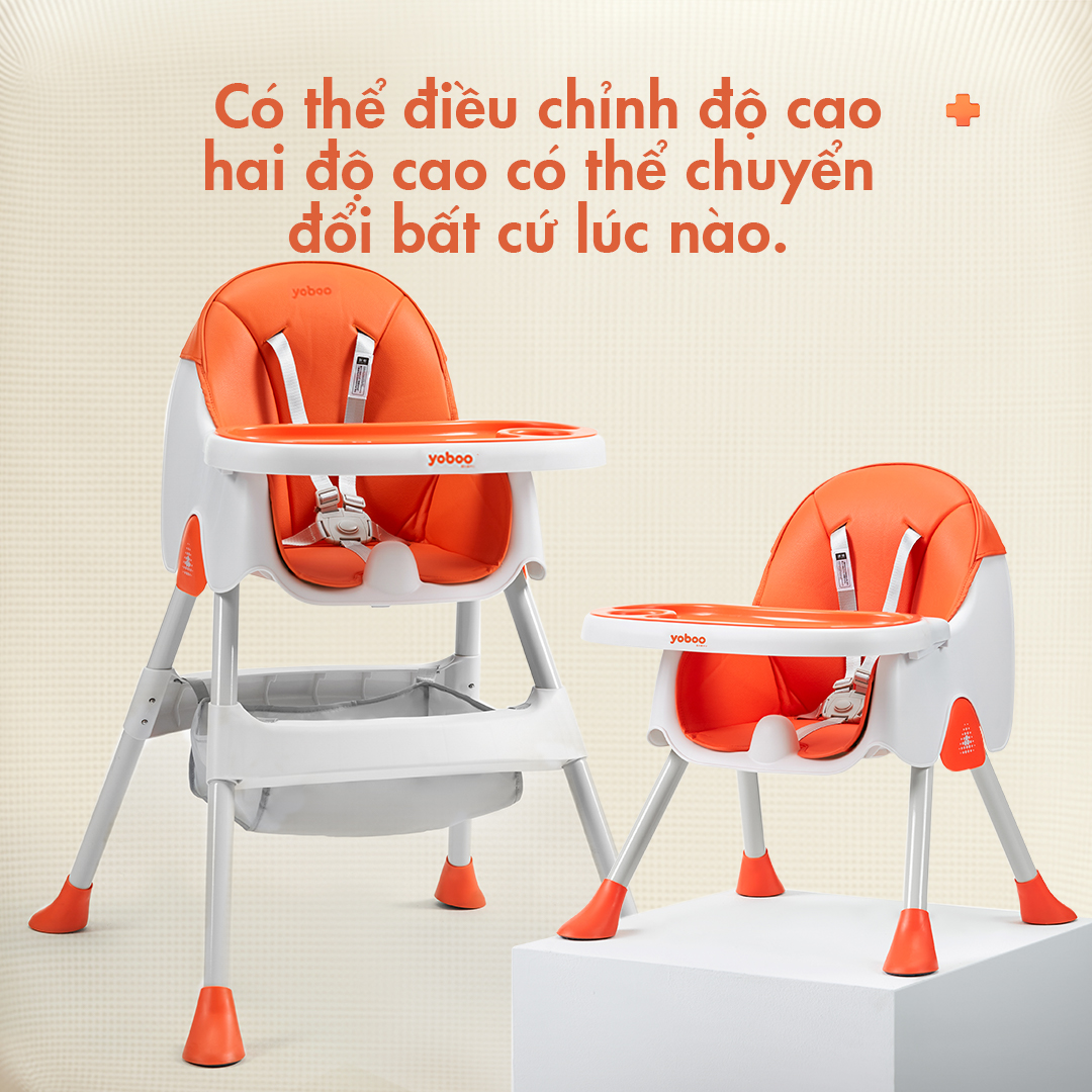 Ghế ăn dặm cho bé Yoboo YB-0015 gồm khay ăn khay chứa đồ, điều chỉnh chiều cao ghế và độ rộng khay ăn - Hàng chính hãng