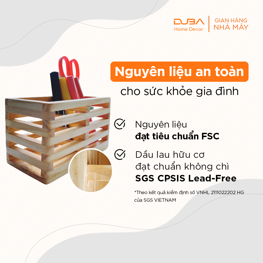 Hộp đựng bút để bàn, ống cắm bút viết văn phòng phẩm, ống cắm đũa bằng gỗ tự nhiên chuẩn xuất khẩu - DUBA