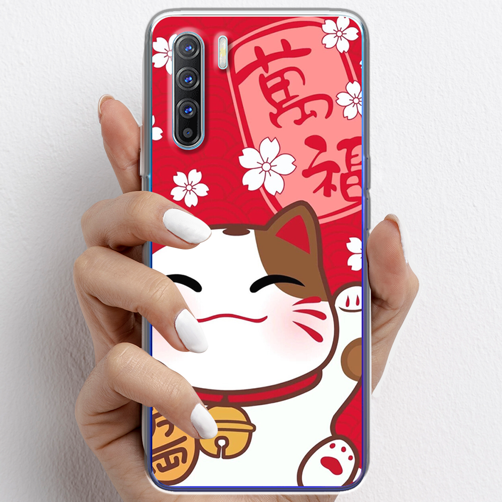 Ốp lưng cho Oppo Reno3, Reno3 Pro nhựa TPU mẫu Mèo thần tài