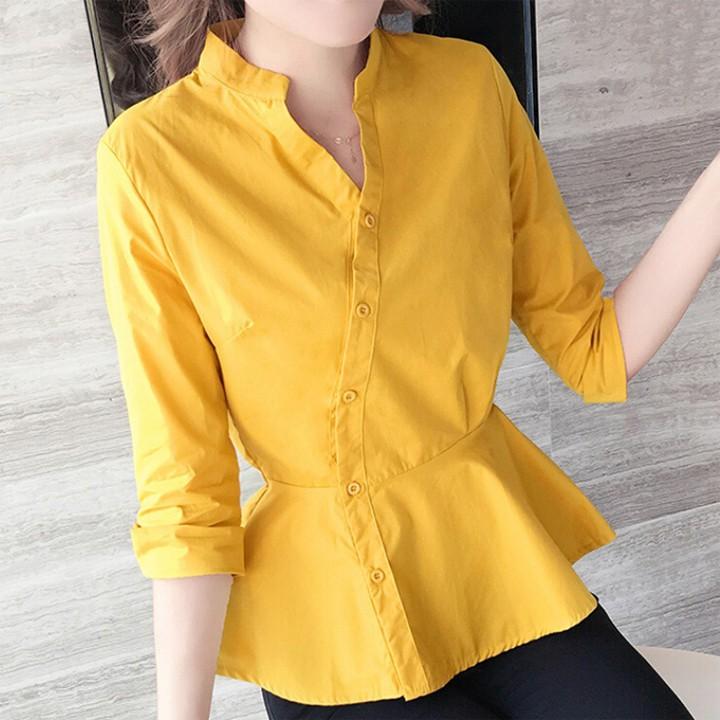 Áo sơ mi cổ lọ tay lỡ phong cách Hàn Quốc sang trọng