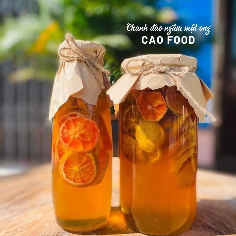 [1 LÍT] Mật ong ngâm chanh đào đường phèn CAO FOOD nguyên chất 100% - Nông sản nhà làm cao cấp, sạch & chất lượng