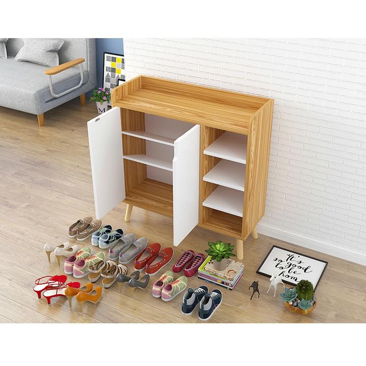 Kệ giày , tủ giày dép gỗ MDF 2 cánh 4 ngăn cao cấp 82x30x87cm - ND0141