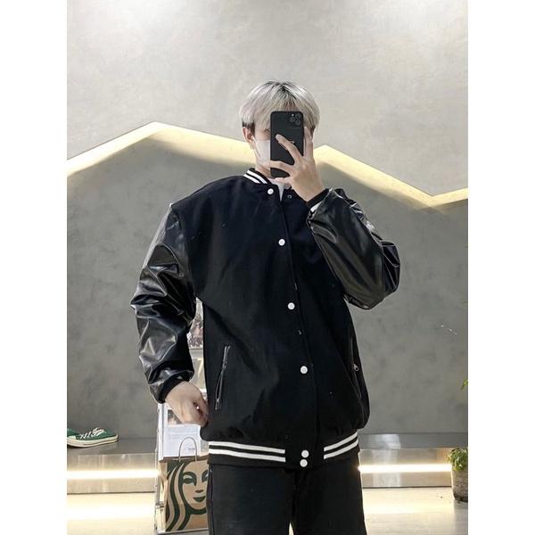 Khoác bomber chất vải dạ 3 màu tay da khoác unisex