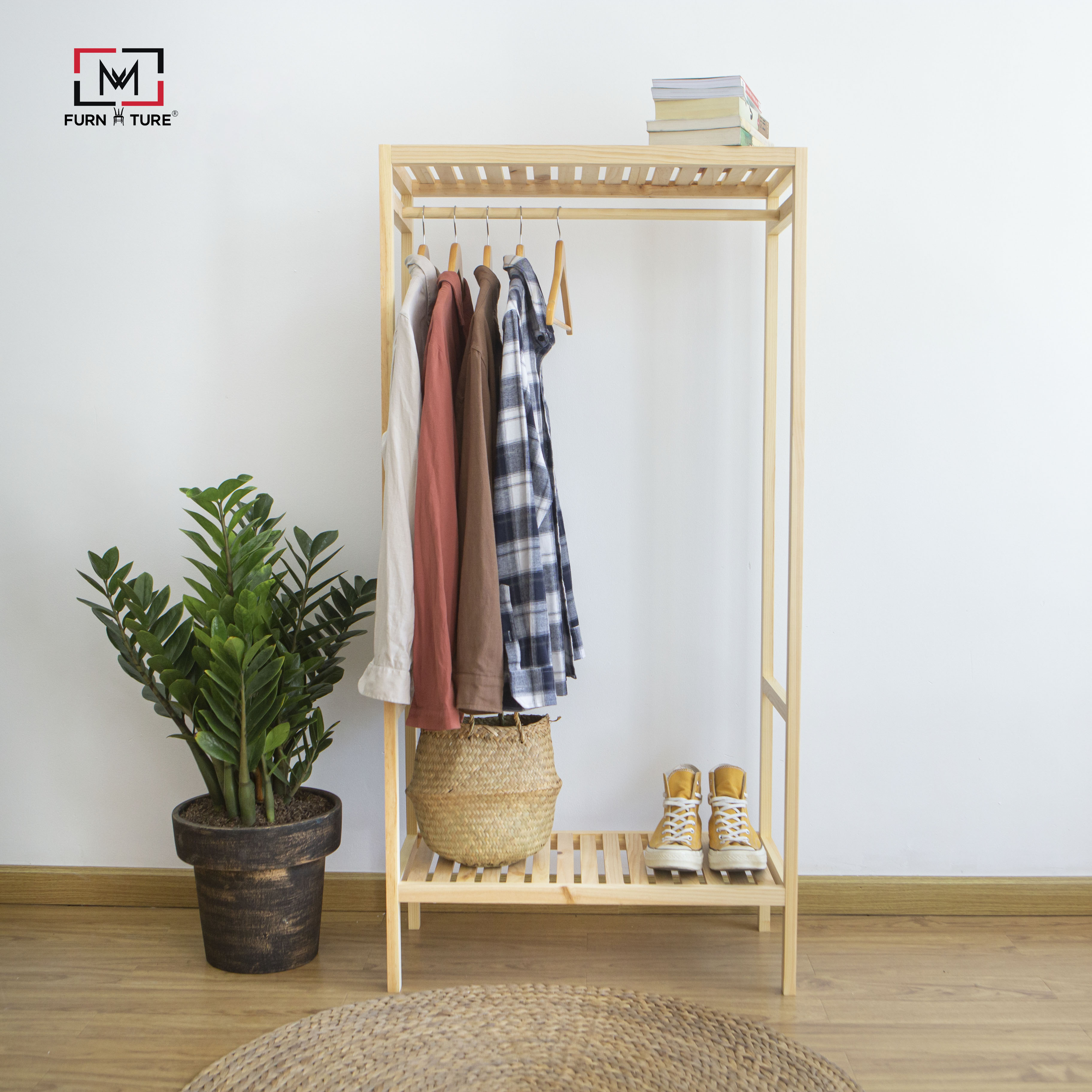 TỦ TREO QUẦN ÁO HÀN QUỐC - SHELF HANGER NATURAL