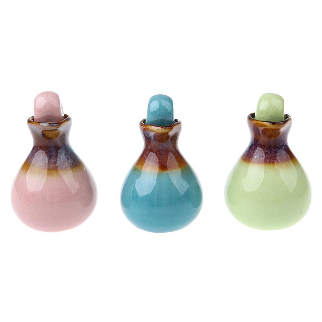 3Pieces Ceramic Essential Oil Bottle Aromatherapy Diffuser Reusable Storage Jar for Beauty Salon, Aromatherapy Stores, Personal Use