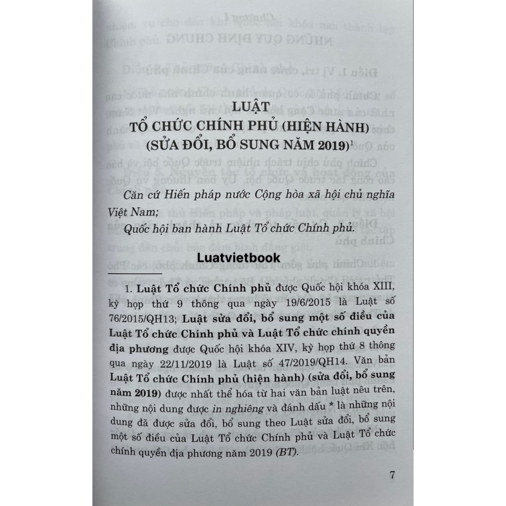 Luật Tổ Chức Chính Phủ ( Hiện hành )( sửa đổi, bổ sung năm 2019 )