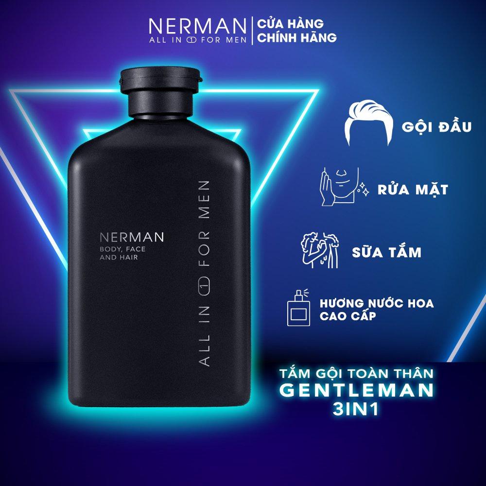 Combo Manly Nerman - Sữa tắm gội hương nước hoa cao cấp 350ml & Gel rửa mặt ngừa mụn 100ml