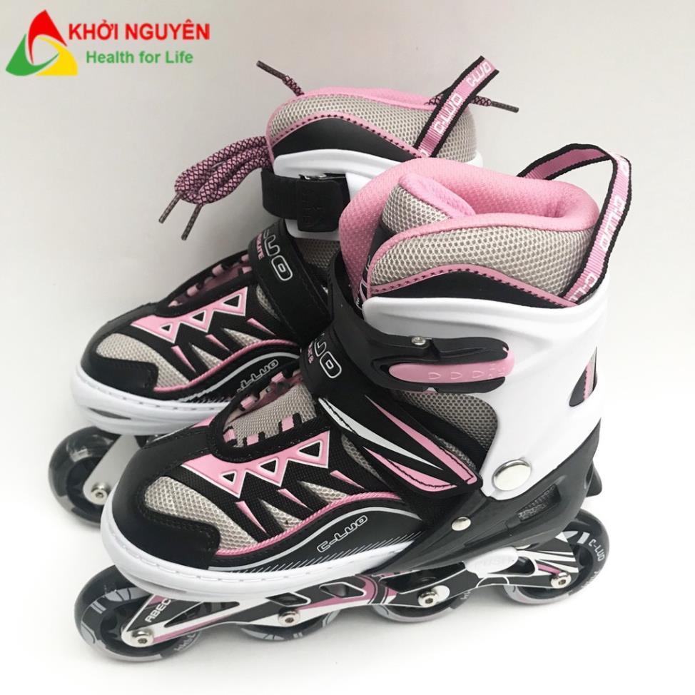 Giày trượt patin CLUO 8 bánh phát sáng cho bé trai và bé gái, tặng kèm bảo hộ chân tay Khoi nguyen Sport