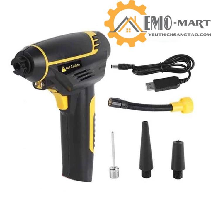 Máy bơm hơi cầm tay pin sạc cao cấp AIR PUMP Tích hơp đèn LED