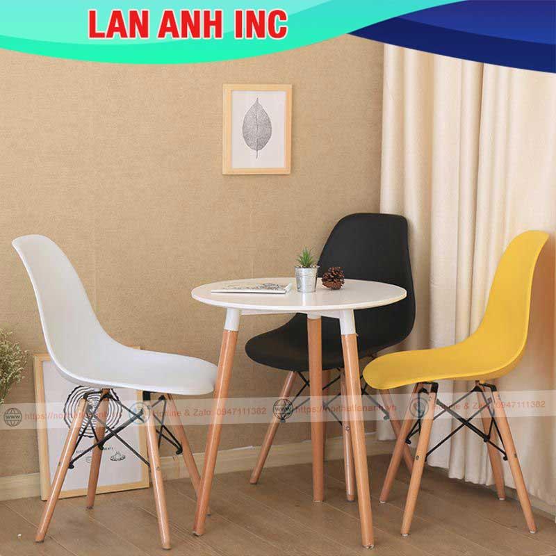 Ghế nhựa cafe văn phòng đẹp chân gỗ tựa lưng cao giá rẻ eames LAG128c