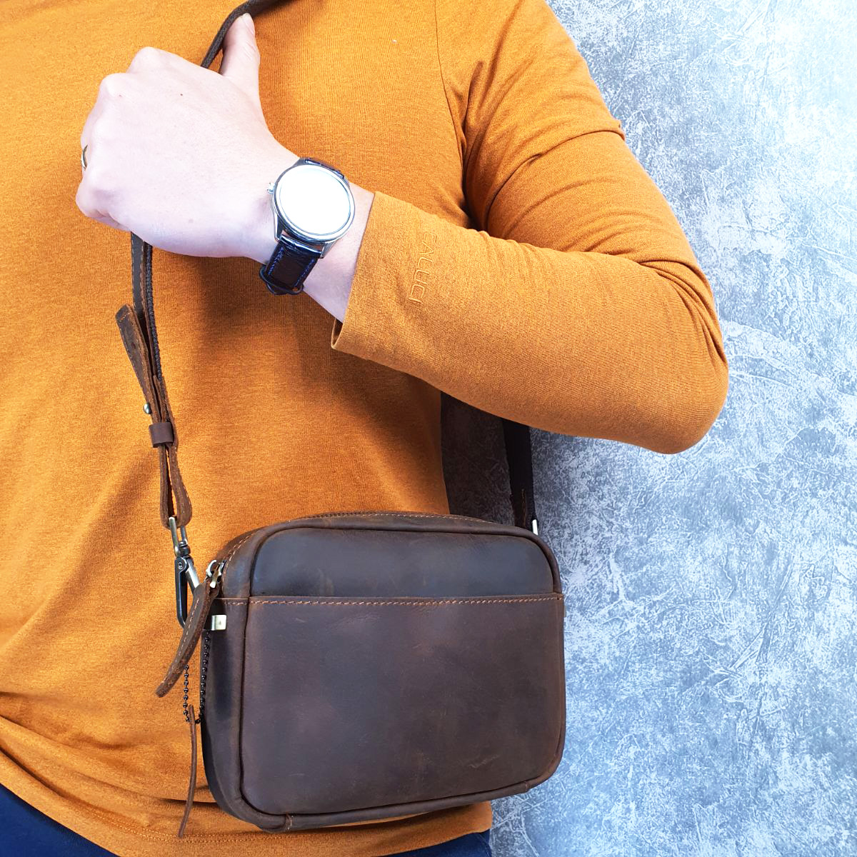 Túi đeo chéo clutch cầm tay da bò sáp TD118 - BH 3 năm - CAM KẾT HÀNG Y ẢNH CHỤP