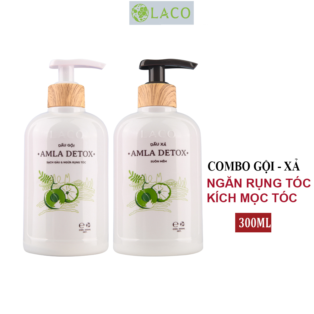 Bộ Dầu Gội - Xả AMLA DETOX LACO  Giải pháp cho tóc rụng và nhiều gàu