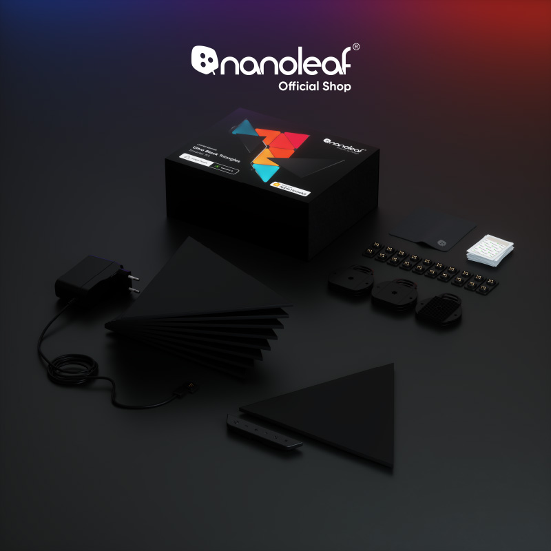 Đèn LED RGB lắp ghép thông minh Nanoleaf Shapes Ultra Black Tam Giác 9 ô đèn