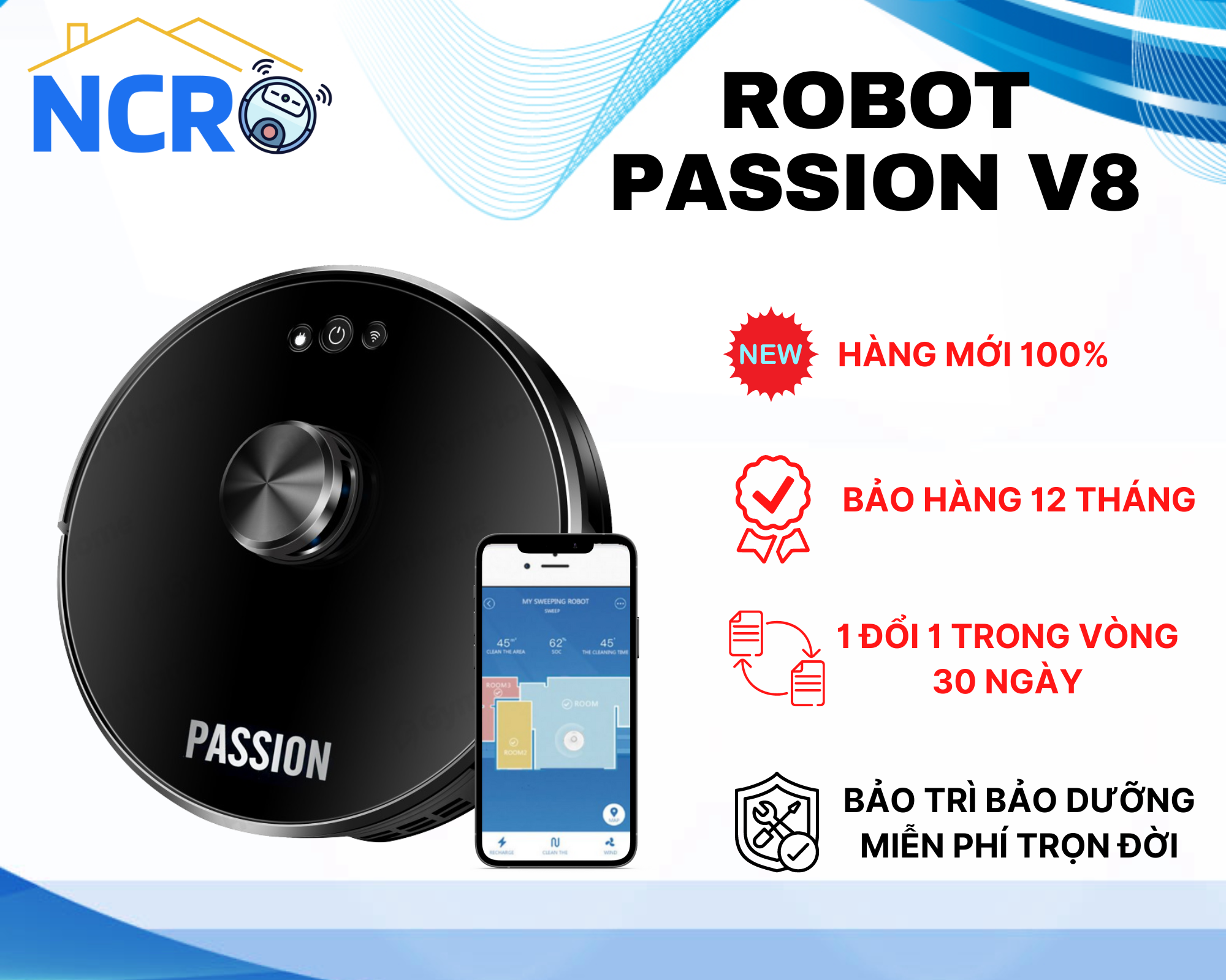 Robot hút bụi và lau nhà công nghệ cao nhiều tính năng Passion H6 Bản Quốc Tế Hàng Chính Hãng