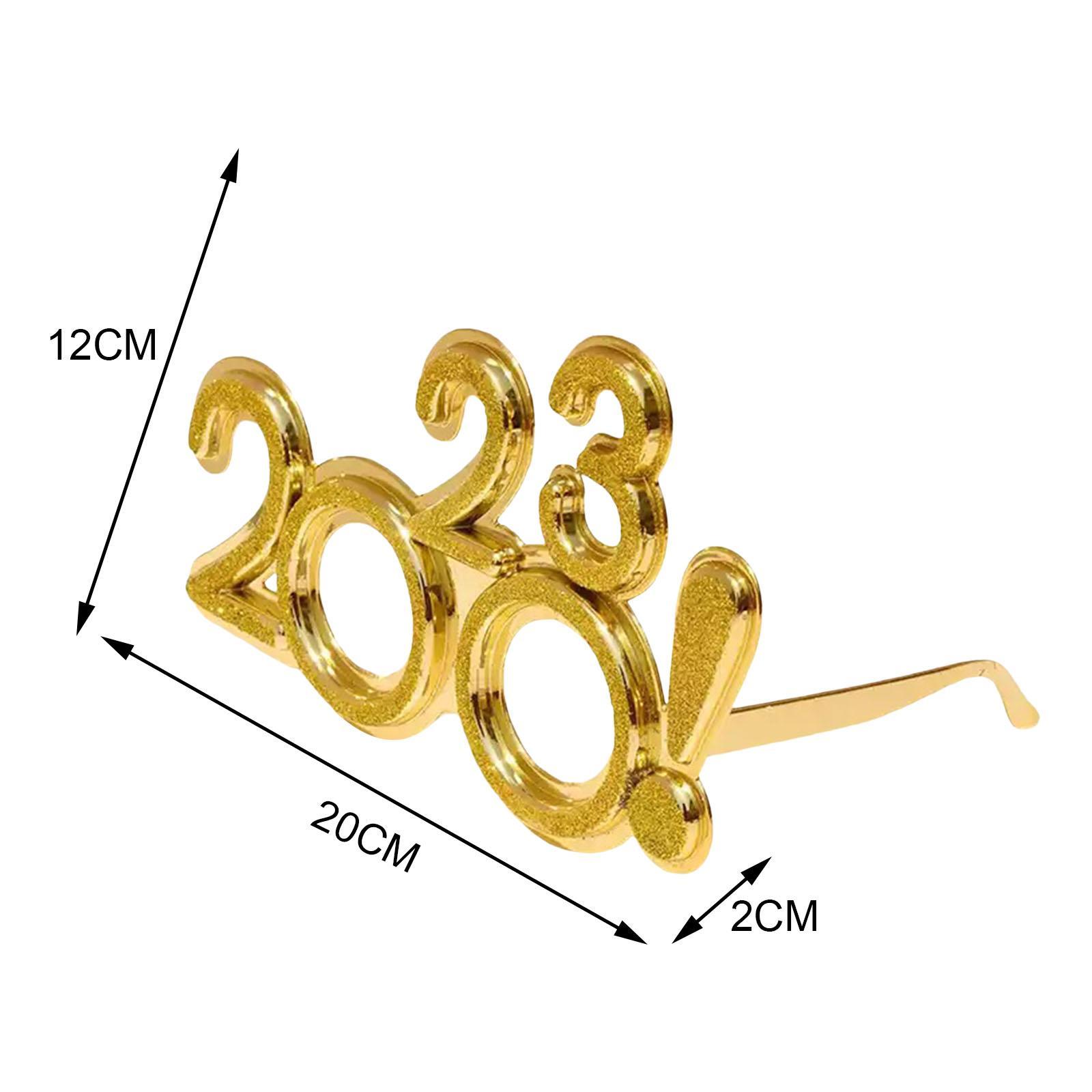 2Pcs 2023 Glitter Eyeglasses Photo Props Party Supplies