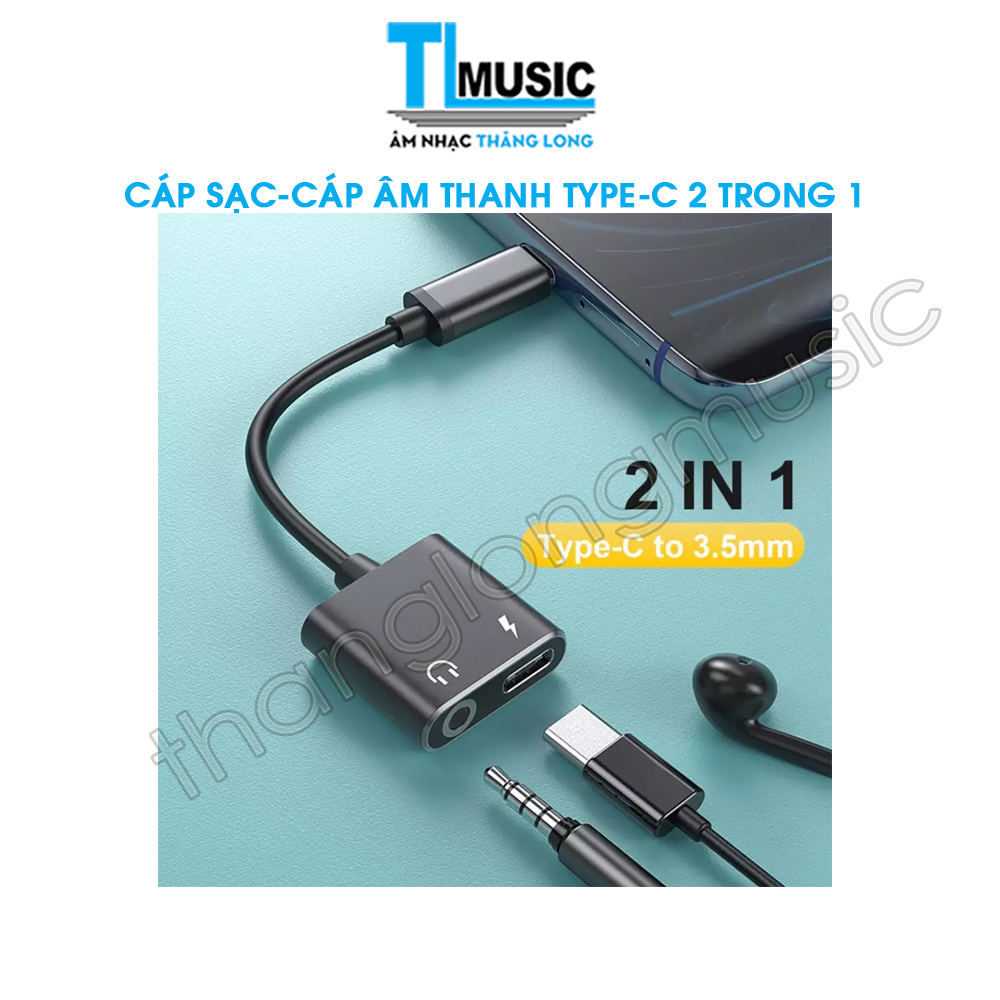 Bộ Chuyển Đổi – Cáp Âm Thanh Kiêm Sạc Pin Type-C Sang 3.5mm AuX 2 In 1 (Vừa Sạc Vừa Nghe Nhạc Tiện Lợi)