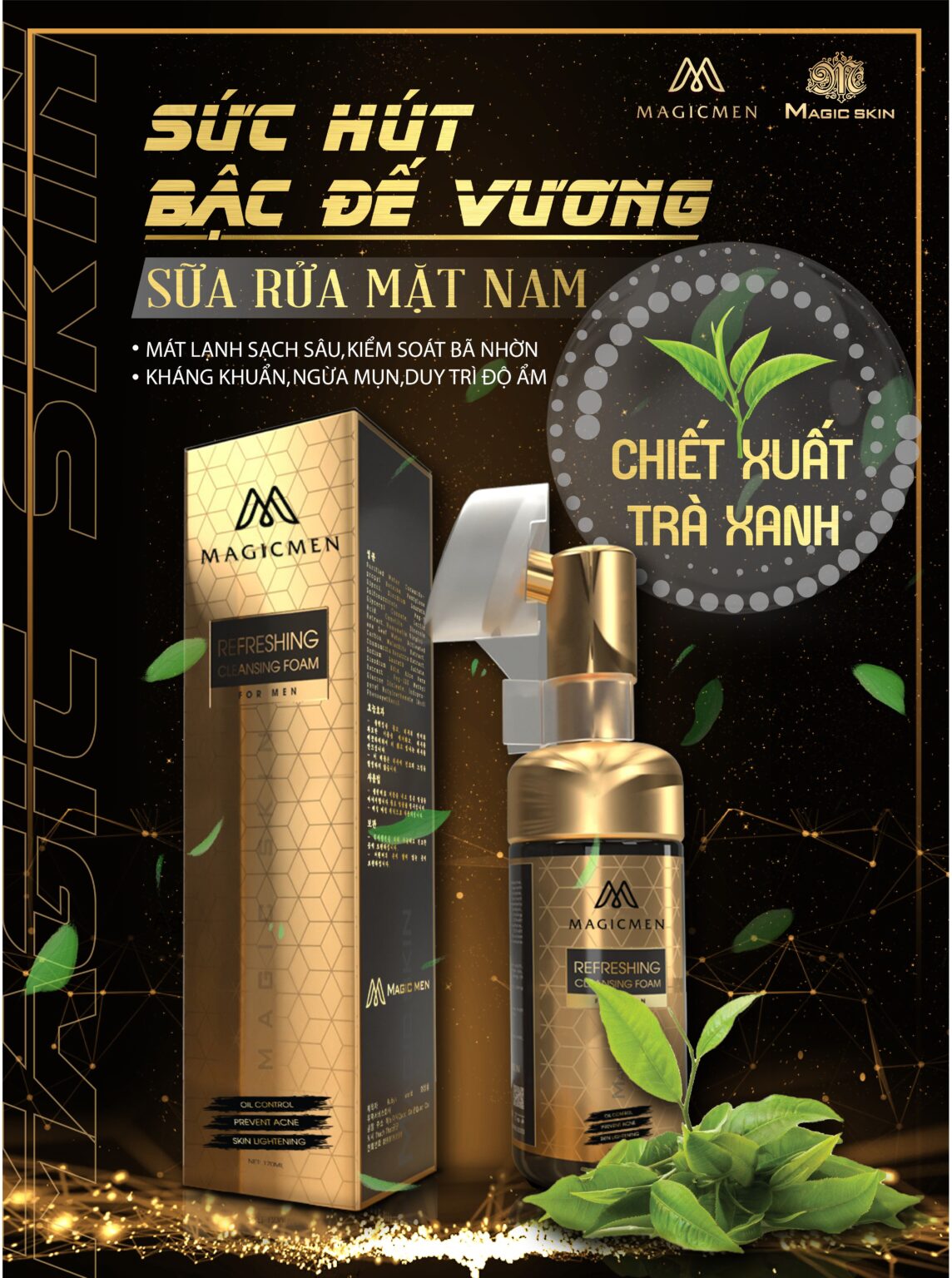 Sữa Rửa Mặt Bọt Biển Cho Nam Refreshing Cleansing Foam For Men – Sức Hút Bậc Đế Vương 150ml