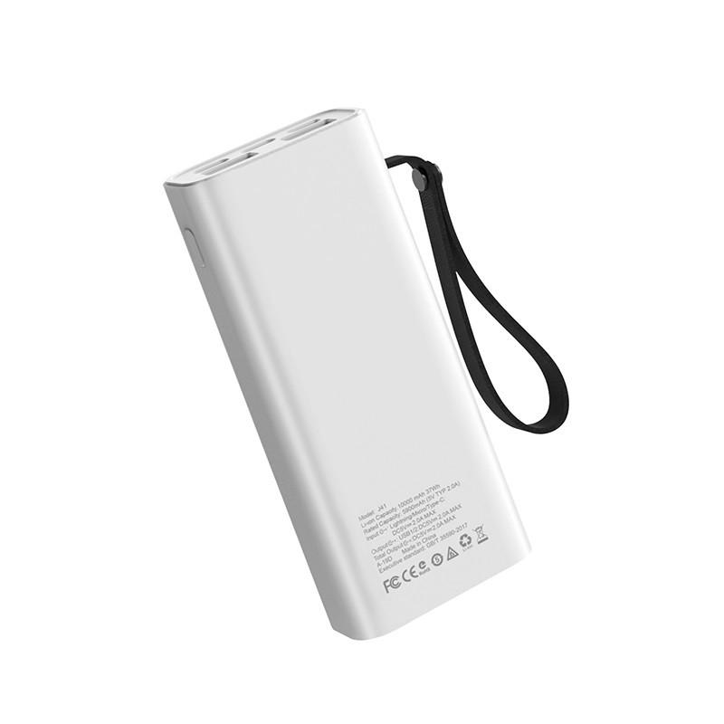 Pin Sạc Dự Phòng 10000mAh Hoco J41 Intelligent Balance - 3 Loại Cổng Vào, Led Hiển Thị Năng Lượng - Hàng Chính Hãng