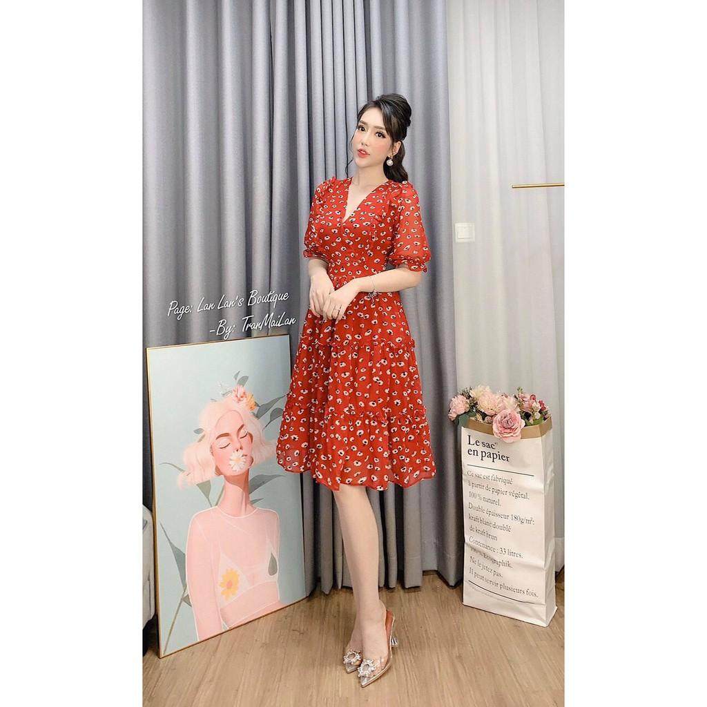 Đầm xòe hoa tầng tiểu thư xinh xắn