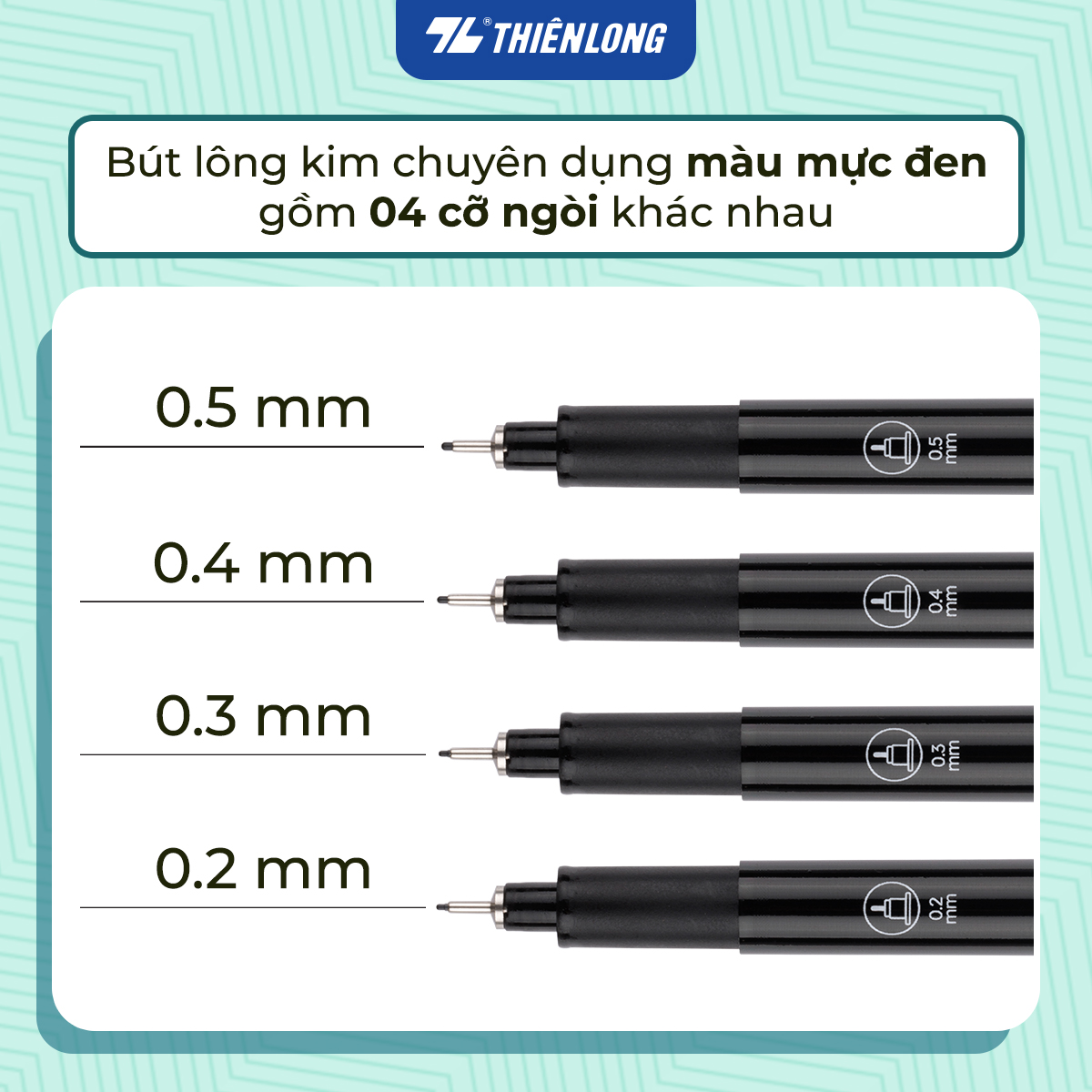 Combo 12 Bút kim kỹ thuật - Drawing Pen Thiên Long Colokit - Mực kháng nước, đậm, rõ nét
