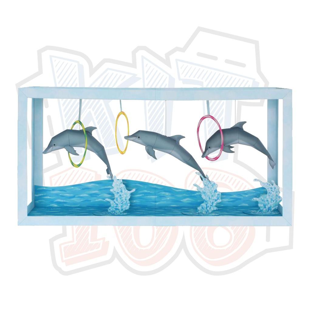 Mô hình giấy động vật Hồ cá Paper Aquarium – Dolphin Show