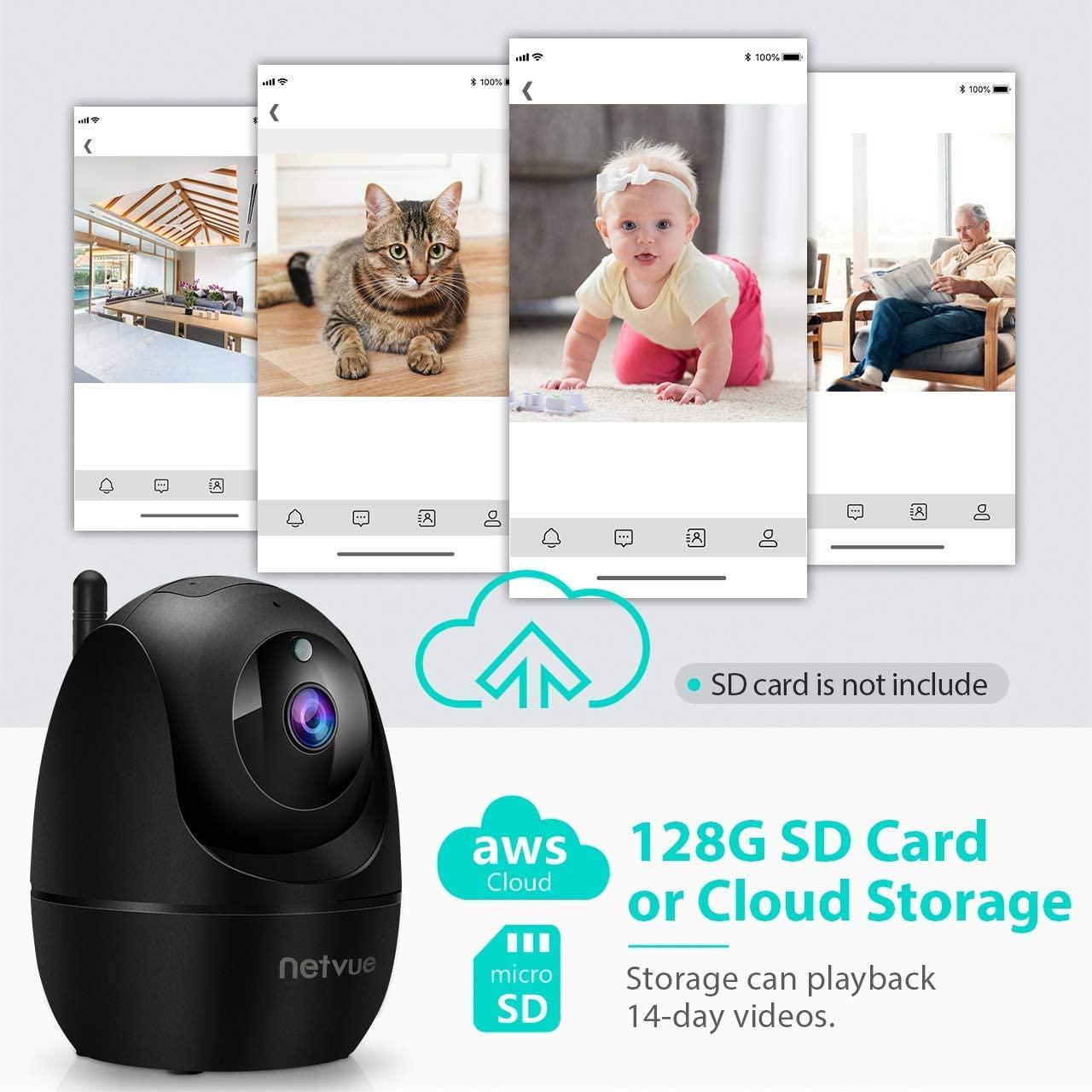 NETVUE Security Ip Camera Wifi 1080p Smart Home Cloud Wireless AI Phát hiện con người Mạng giám sát Alexa Camera quan sát ngoài trời Màu sắc: Phích cắm EU