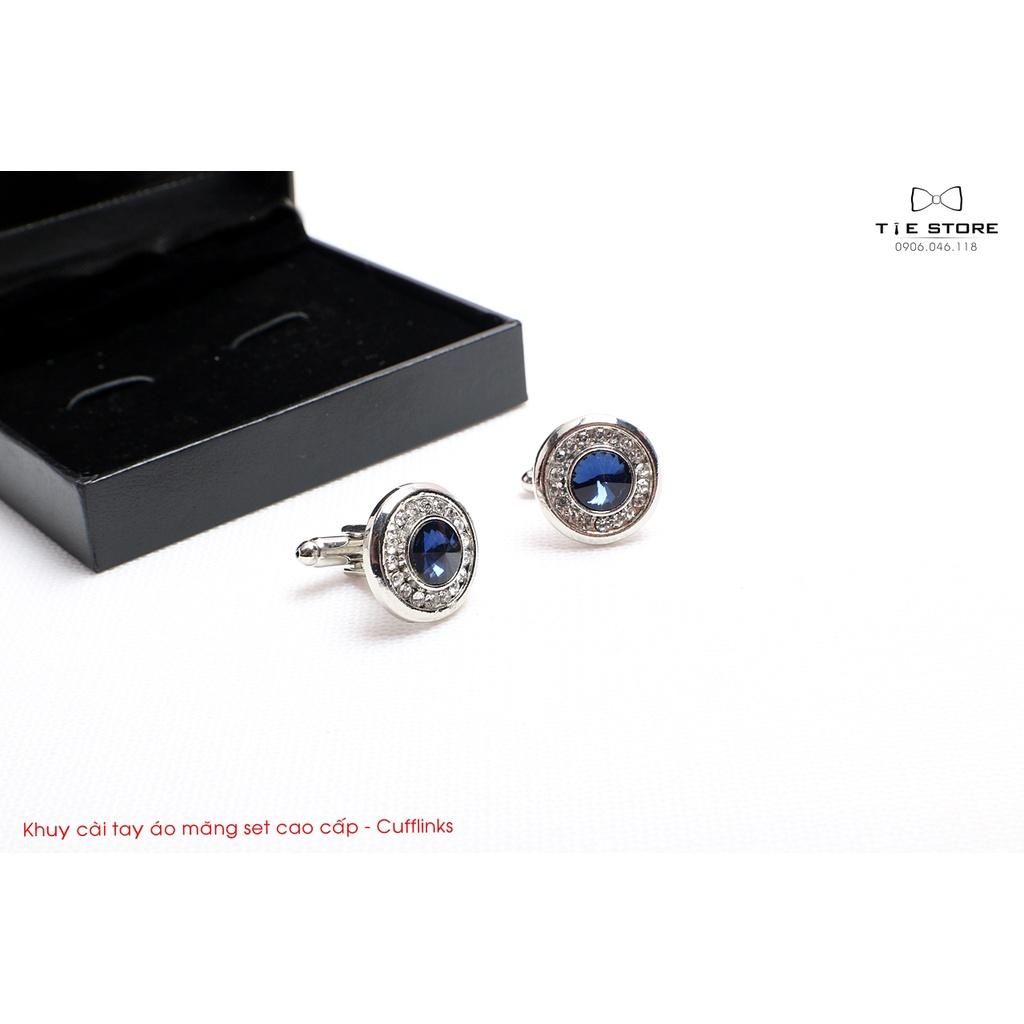 KHUY MĂNG SÉT CAO CẤP - Cufflinks ĐÍNH ĐÁ XANH