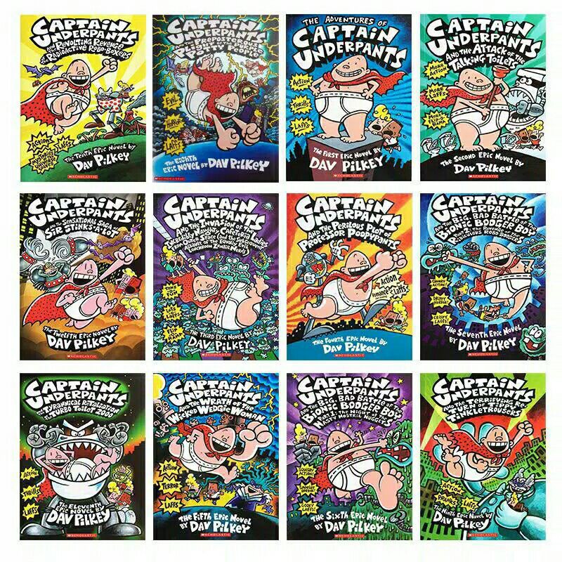 Captain Underpants (Bản Đen Trắng) - 12 Books | Bản Nhập khẩu