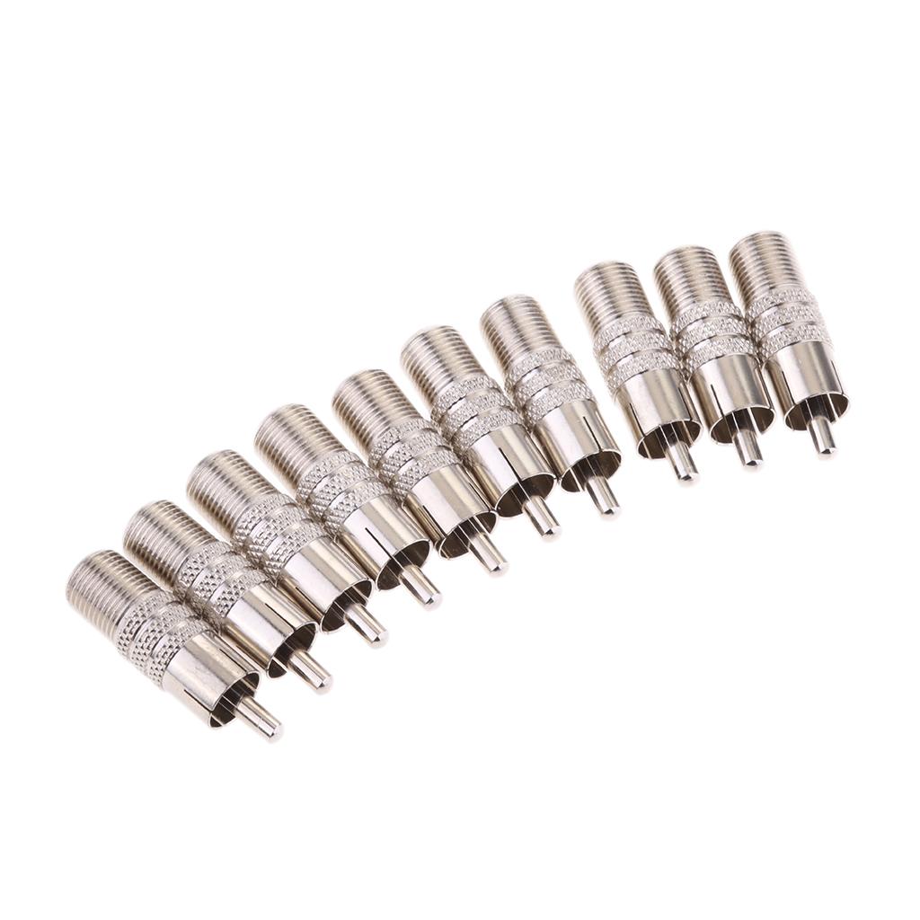 10x F Type Female to RCA Male Coax Coaxial Cable Audio Adapter Connector