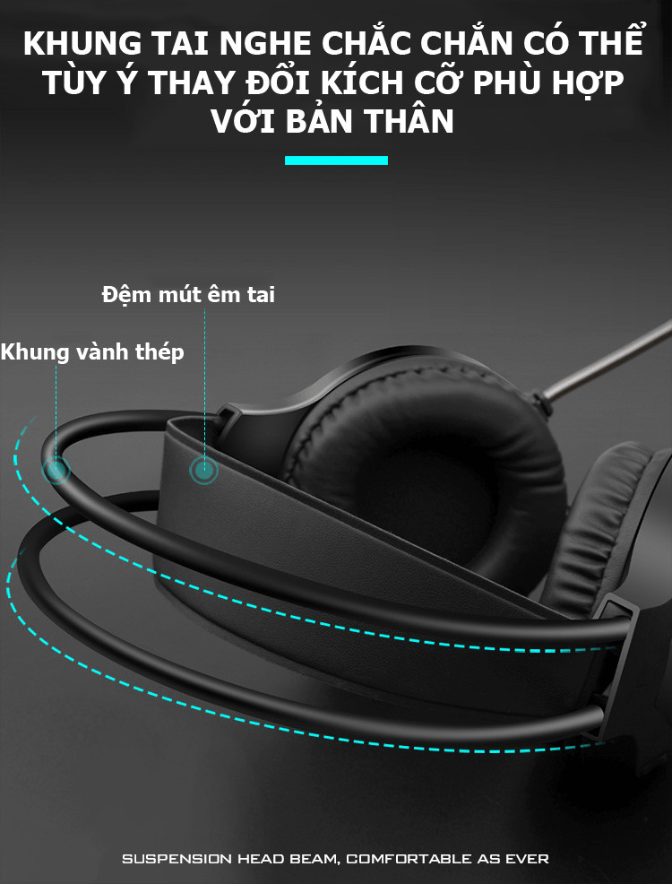 Tai nghe chụp tai gaming AK3 có mic thoại chuyên ngiệp âm sống động và đèn led 7 màu tuyệt đẹp