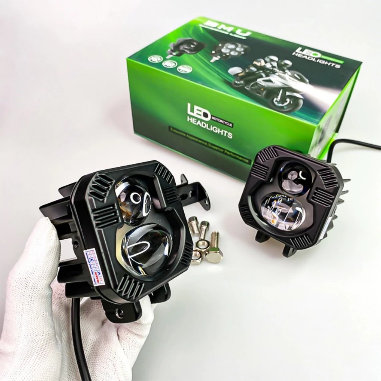 Đèn Trợ Sáng Bi Cầu BMU P66 55W/12.24V/DC Sáng 2 Màu Pha Laser