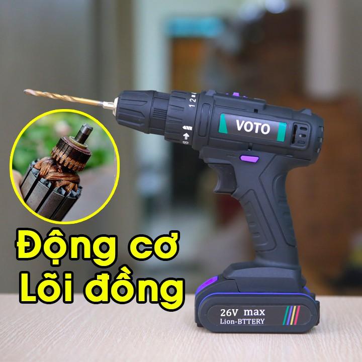 Khoan Pin 26V VOTO. Máy Khoan Cầm Tay 2 Pin