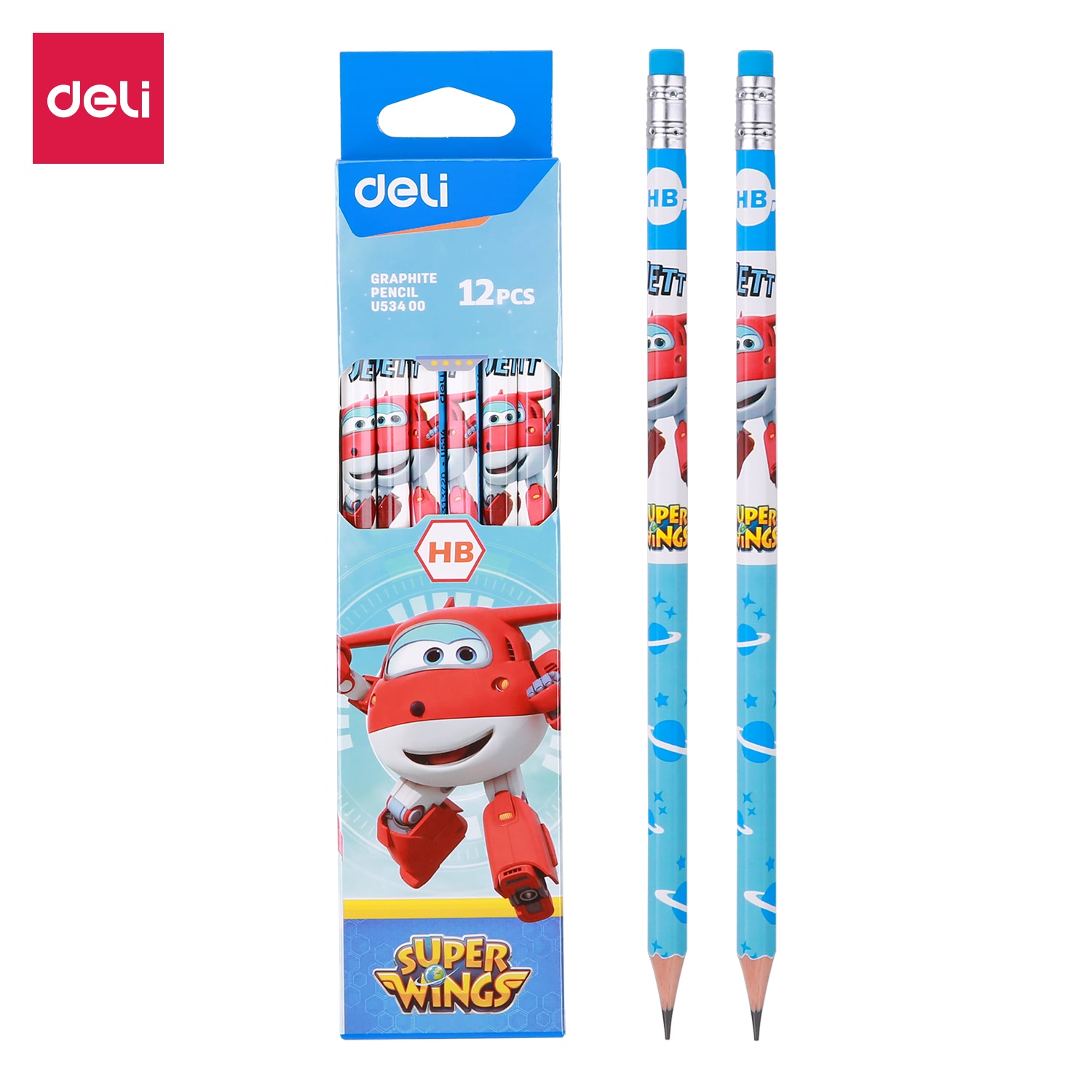 Bút Chì Học Sinh 2B Deli - Họa Tiết Xinh Xắn Superwings Pop, Chuyên Dùng Thi Cử - Superwing - Hbxanh 12