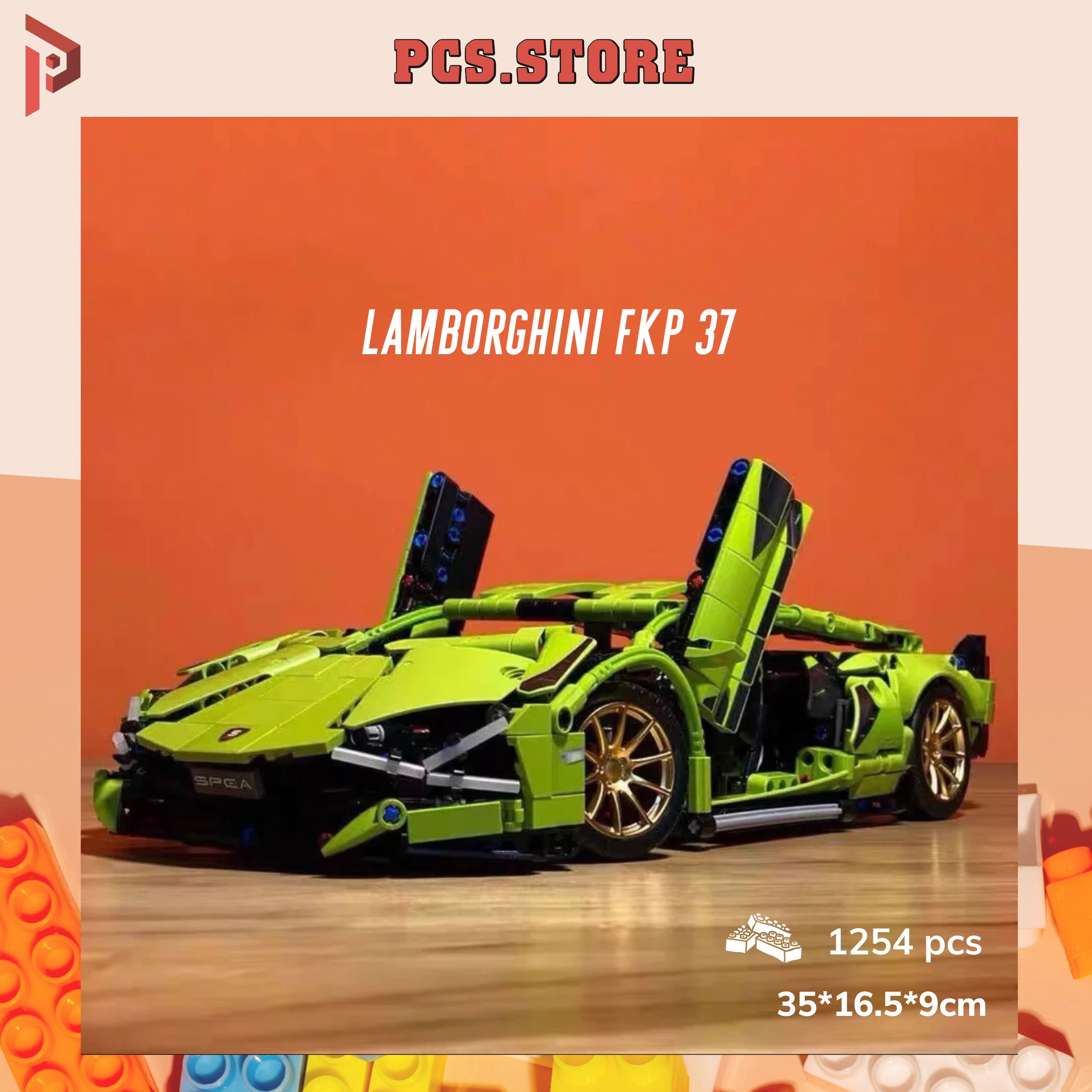 Đồ Chơi Lắp Ráp Mô Hình Siêu Xe Lamborghini SIAN FKP 37  Xanh Lá - PCS STORE