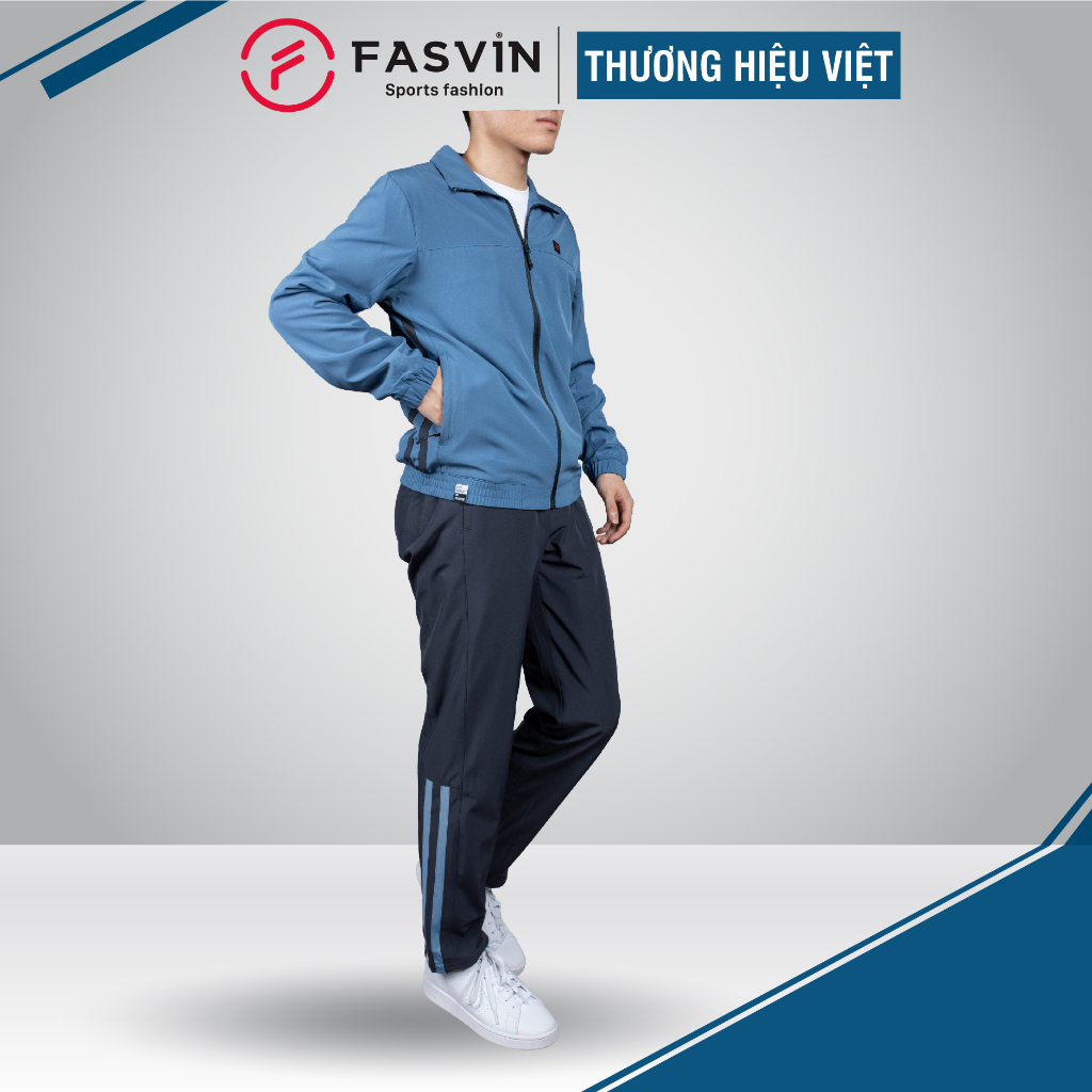 Bộ quần áo gió nam 2 lớp FASVIN BC23593.HN vải thể thao cao cấp lót vải thun hàng chính hãng