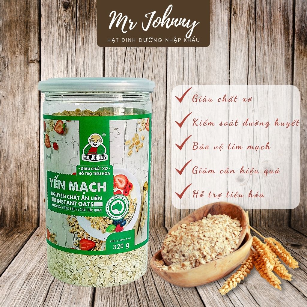 Yến Mạch Úc Tươi Mr Johnny Hộp 320g - Cho người ăn kiêng, giảm cân