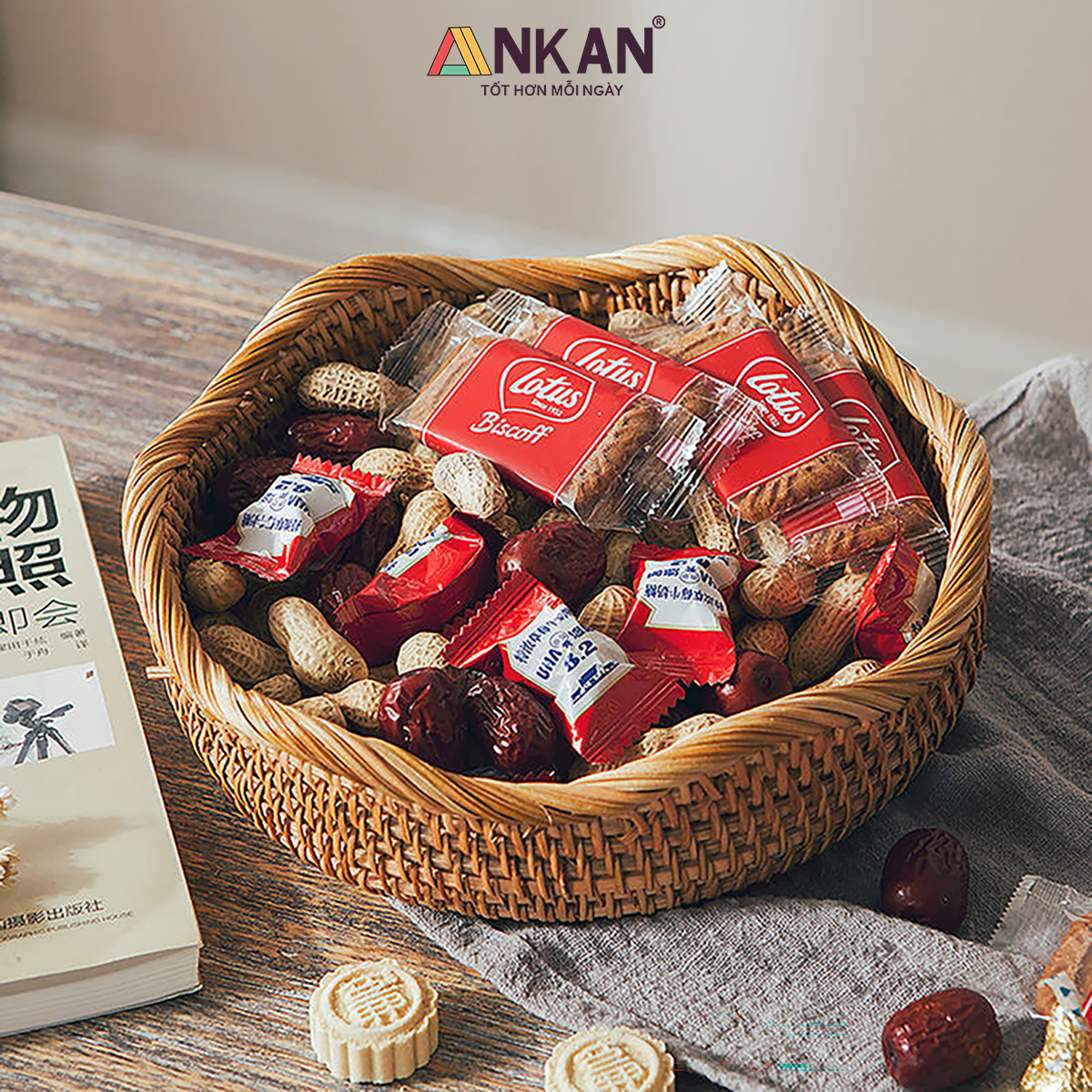 Rổ Đựng Trái Cây, Đồ Khô Chất Liệu Mây Tre Đan Thủ Công, Giỏ Đựng Đồ Decor Nhà Ăn, Phòng Khách