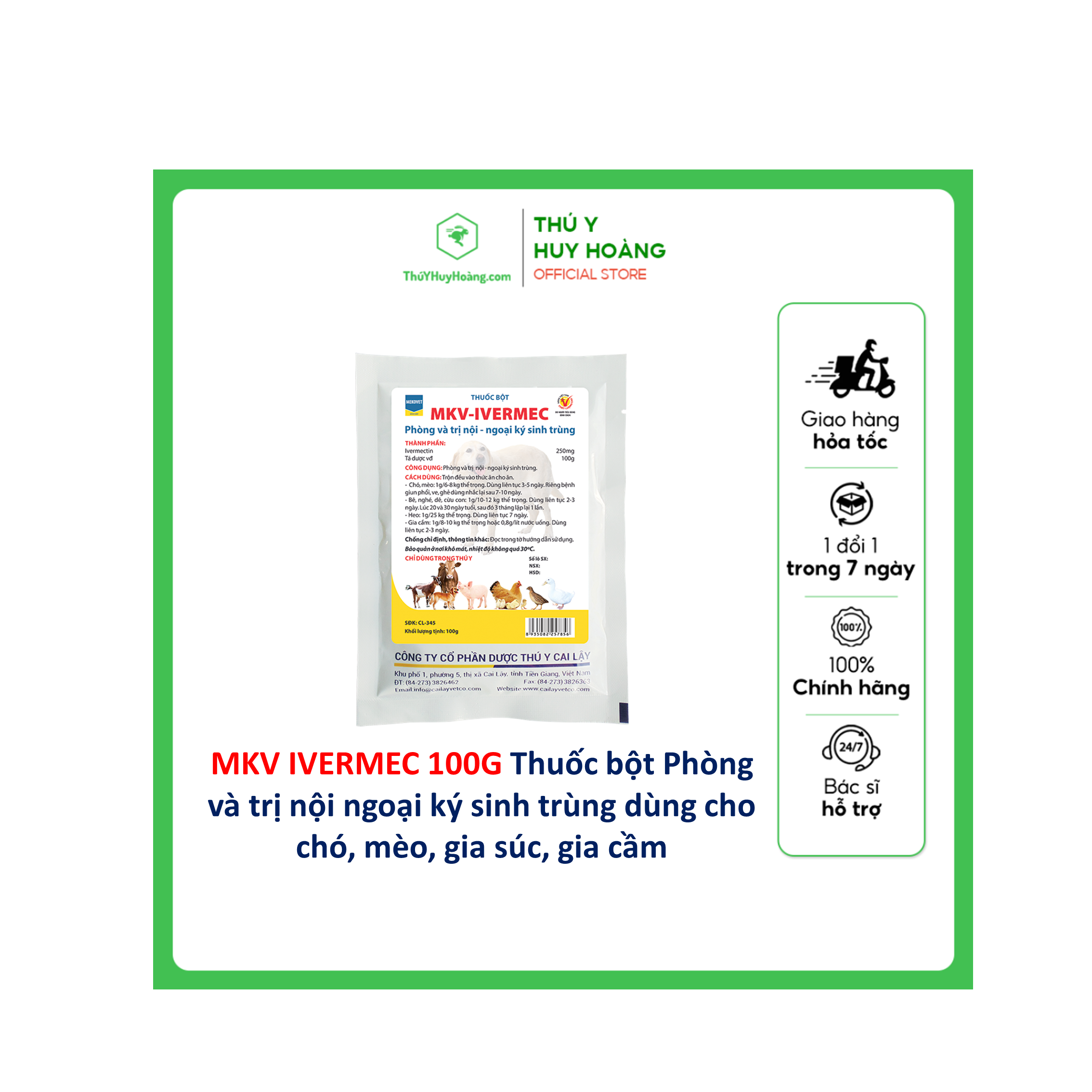 Thuốc bột MKV-IVERMEC Phòng và t.rị nội - ngoại ký sinh trùng
