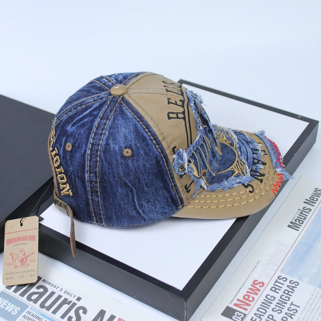 Nón nam, mũ lưỡi trai Ông Địa Religion phối vải jeans form đẹp thời trang đường phố