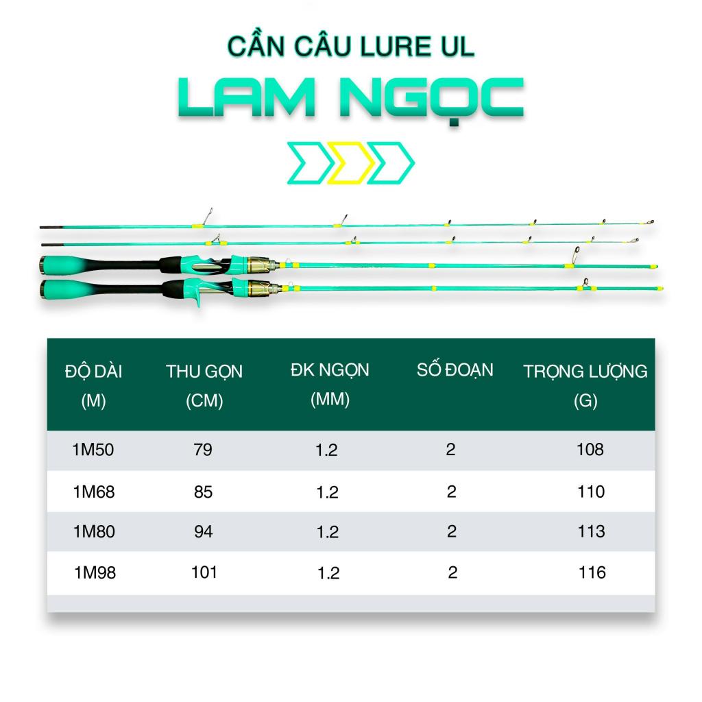 Cần câu UL Lam Ngọc ngọn mềm đọt đặc rất dẻo và khỏe - Cần câu lure ULchuyên câu suối, câu cháp