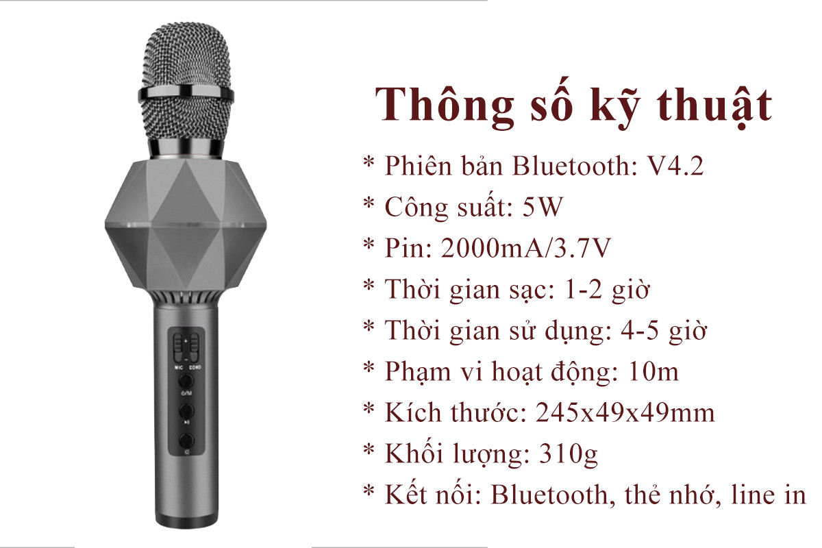 Micro kèm loa Bluetooth Micro PKCB K7+ Đen Nhập khẩu Cao cấp PF156