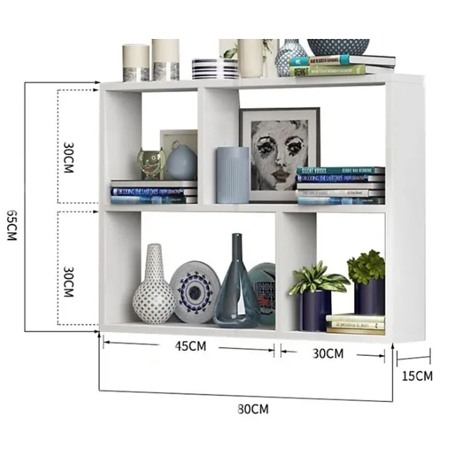 Kệ Sách Treo Tường Chữ Nhật Kết Cấu Giấu Chân Tundo CTKT07-80 KT 80 x 65 x 15cm