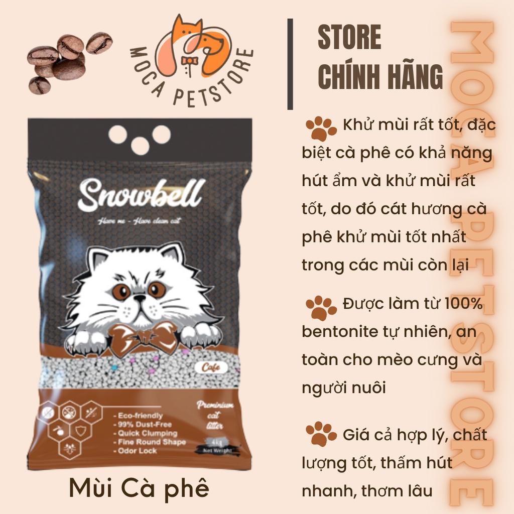 Cát vệ sinh cho mèo Snowbell Cát mèo vệ sinh khử mùi diệt khuẩn BENTONITE CAT LITTER 5L- Hương Cà phê Cafe