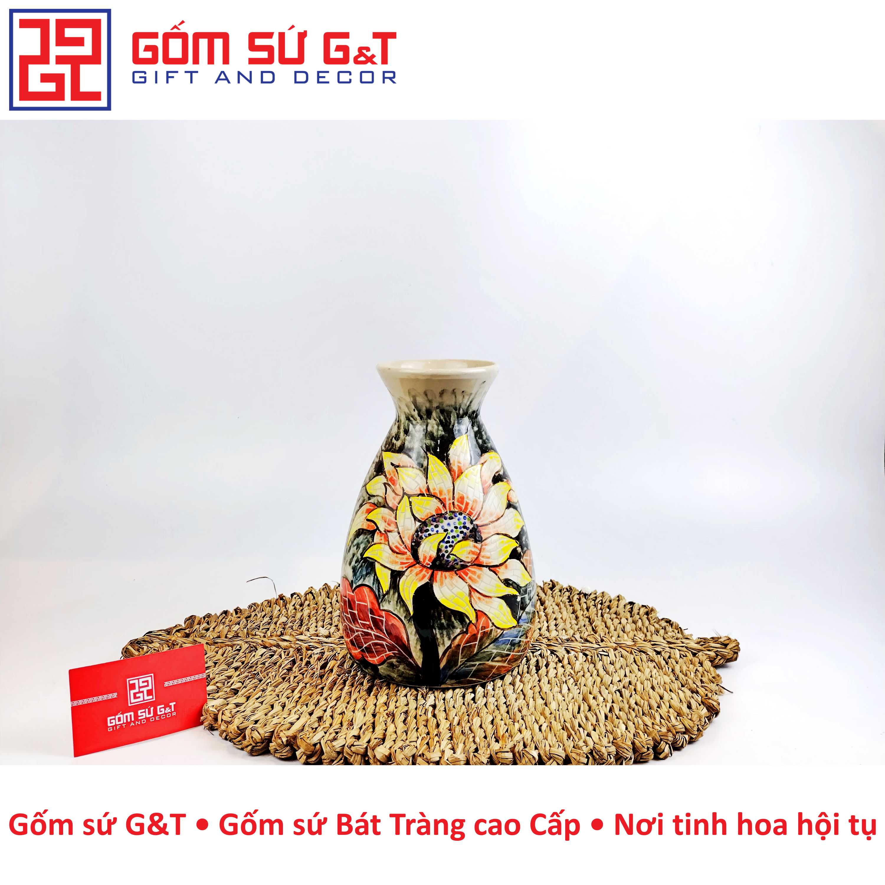 Lọ hoa dáng đầm vẽ hoa hướng dương Gốm Sứ G&amp;T