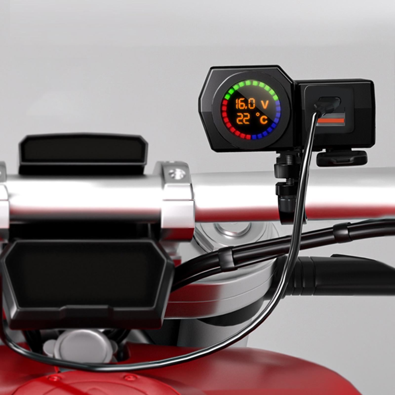 12V-24V Motorcycle USB Phone Charger QC 3.0 Port for Smartphone Cameras
