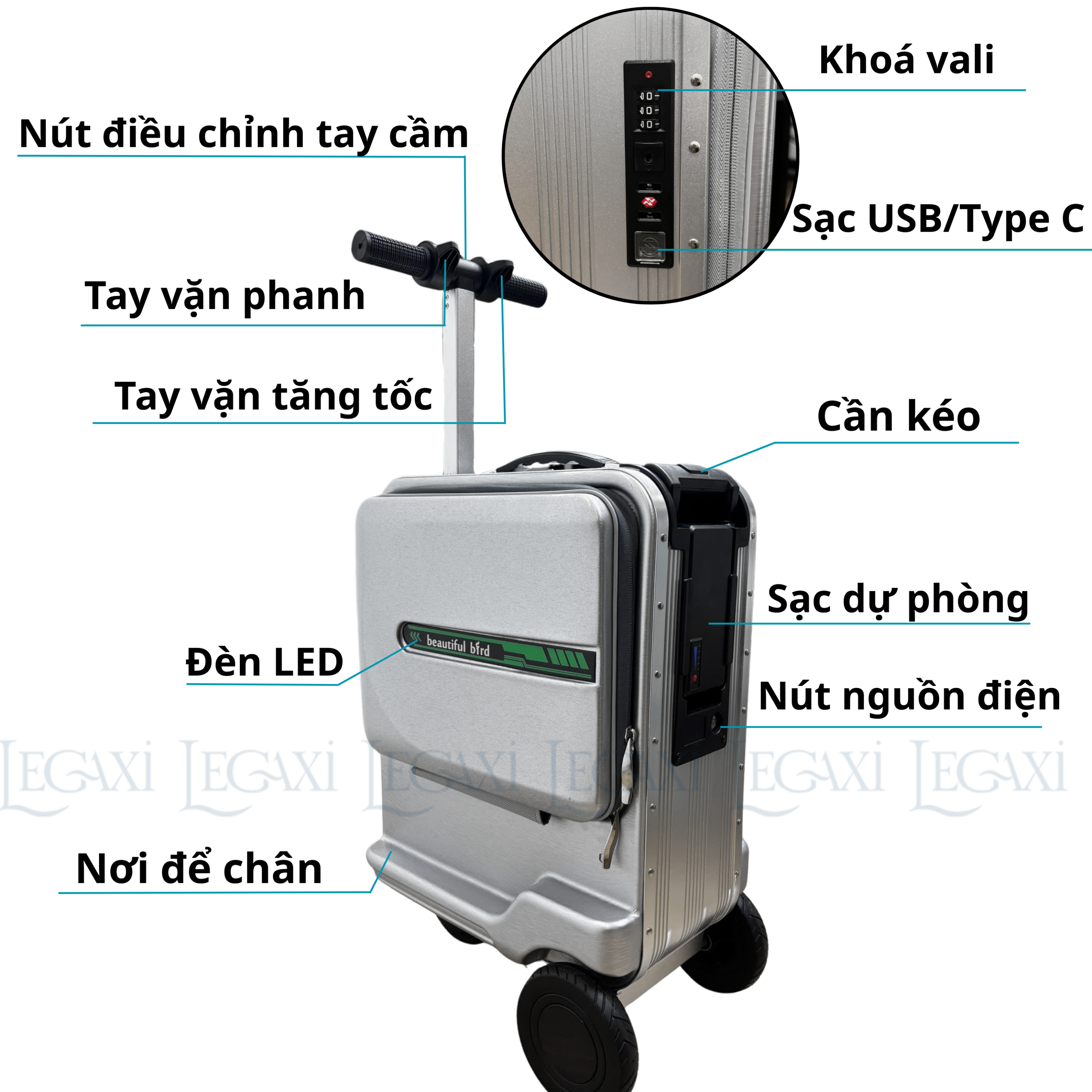 Vali Điện Scooter Nặng 6Kg Va Li 20inch Thông Minh Kiêm Xe Điện Tự Lái Cho Gia Đình Du Lịch Hội Chợ
