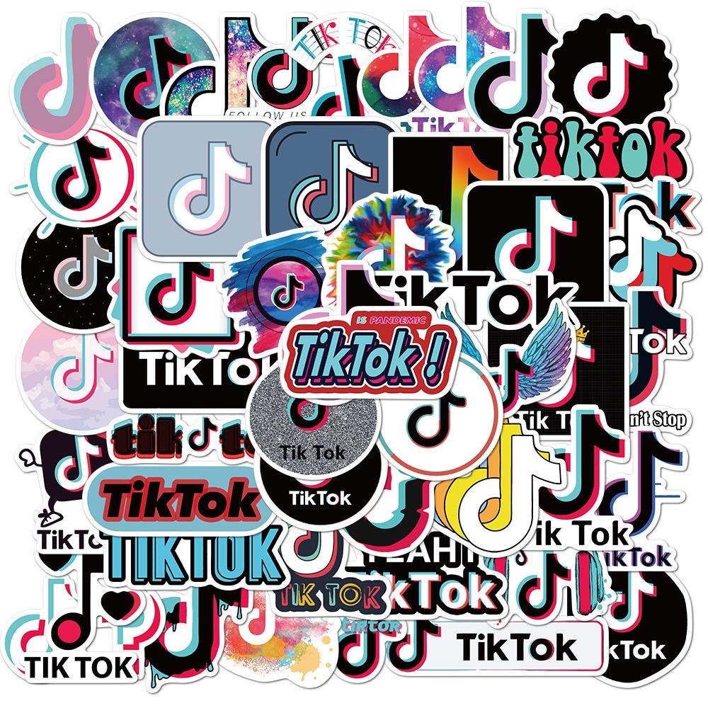 Bộ sticker chủ đề tiktok chống thấm nước trang trí mũ bảo hiểm, đàn, guitar, ukulele, điện thoại laptop