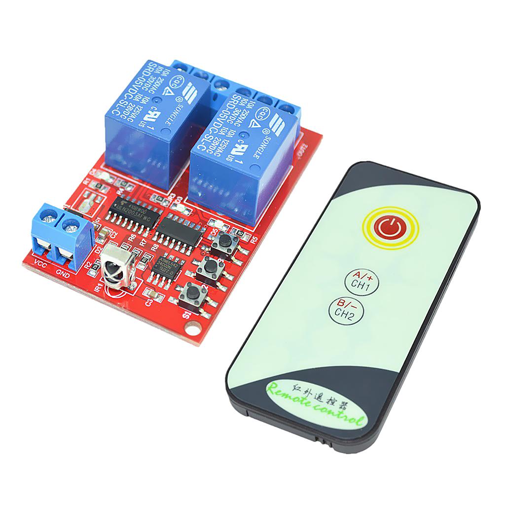 IR Relay Module Board with 3 Key Switch Self-Lock Interlocked 5V 2 Channel