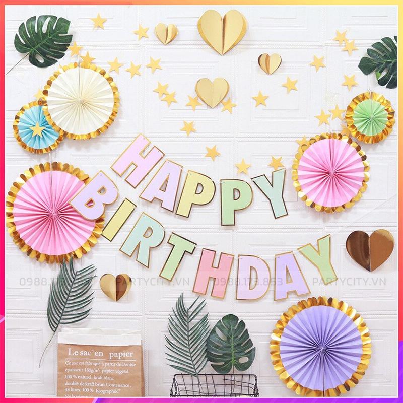 Dây Chữ HAPPY BIRTHDAY bằng giấy treo trang trí tiệc sinh nhật tại nhà