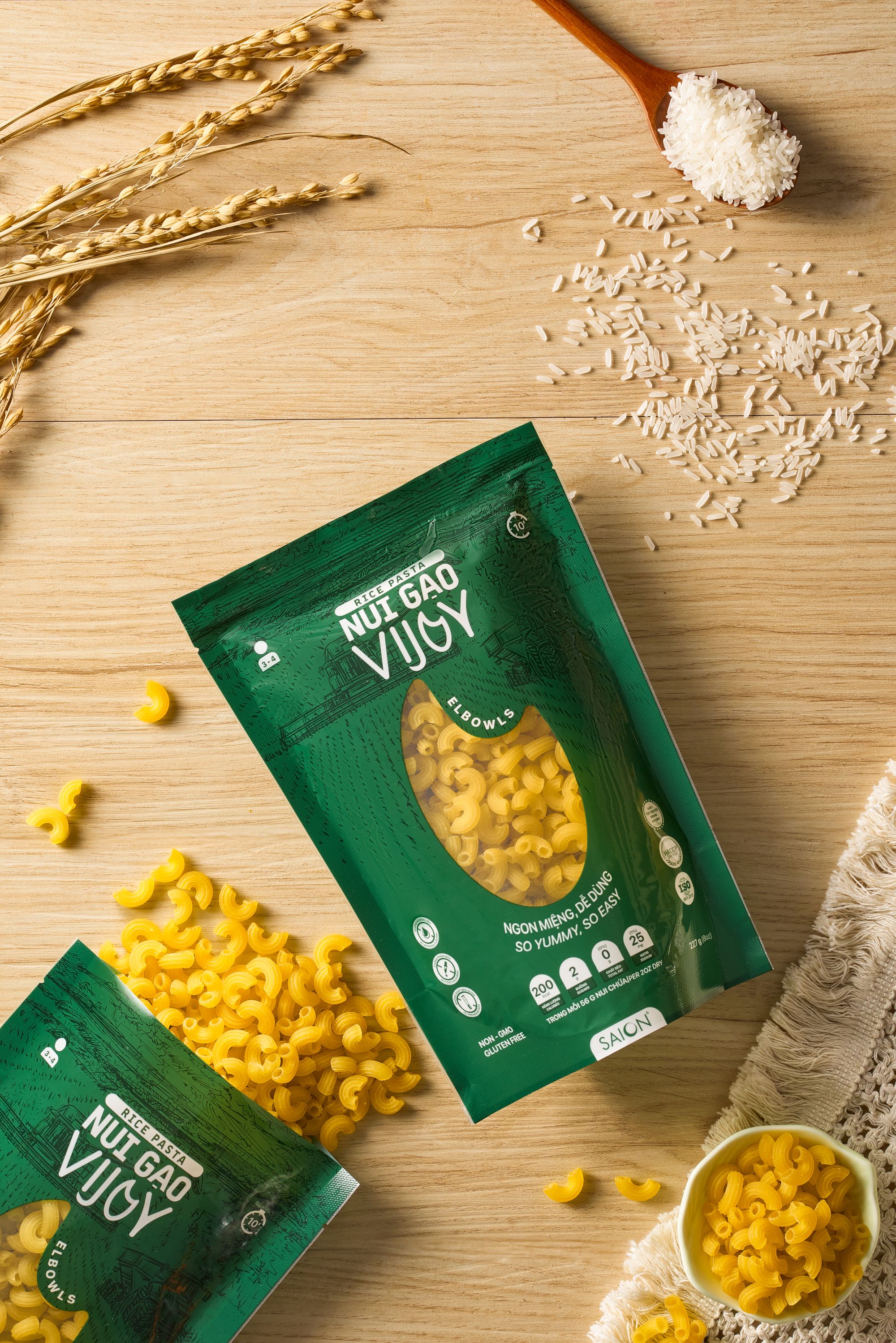 NUI GẠO VIJOY _Nui ống ngắn_100% Thuần Nhiên Thực Dưỡng Siêu Ngon